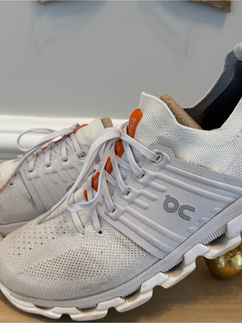 On Running Cloudswift 3 White with Orange Accents Sneakers
